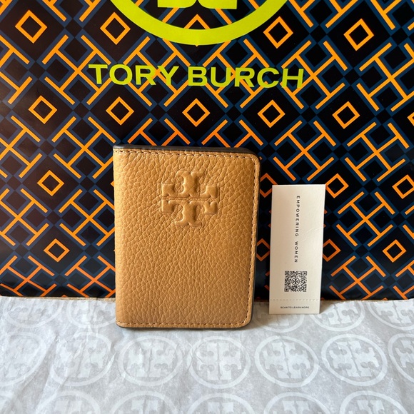 Tory Burch Handbags - Tory Burch Thea Slim Card Case Holder Tiramisu Brown Tan Gold Wallet